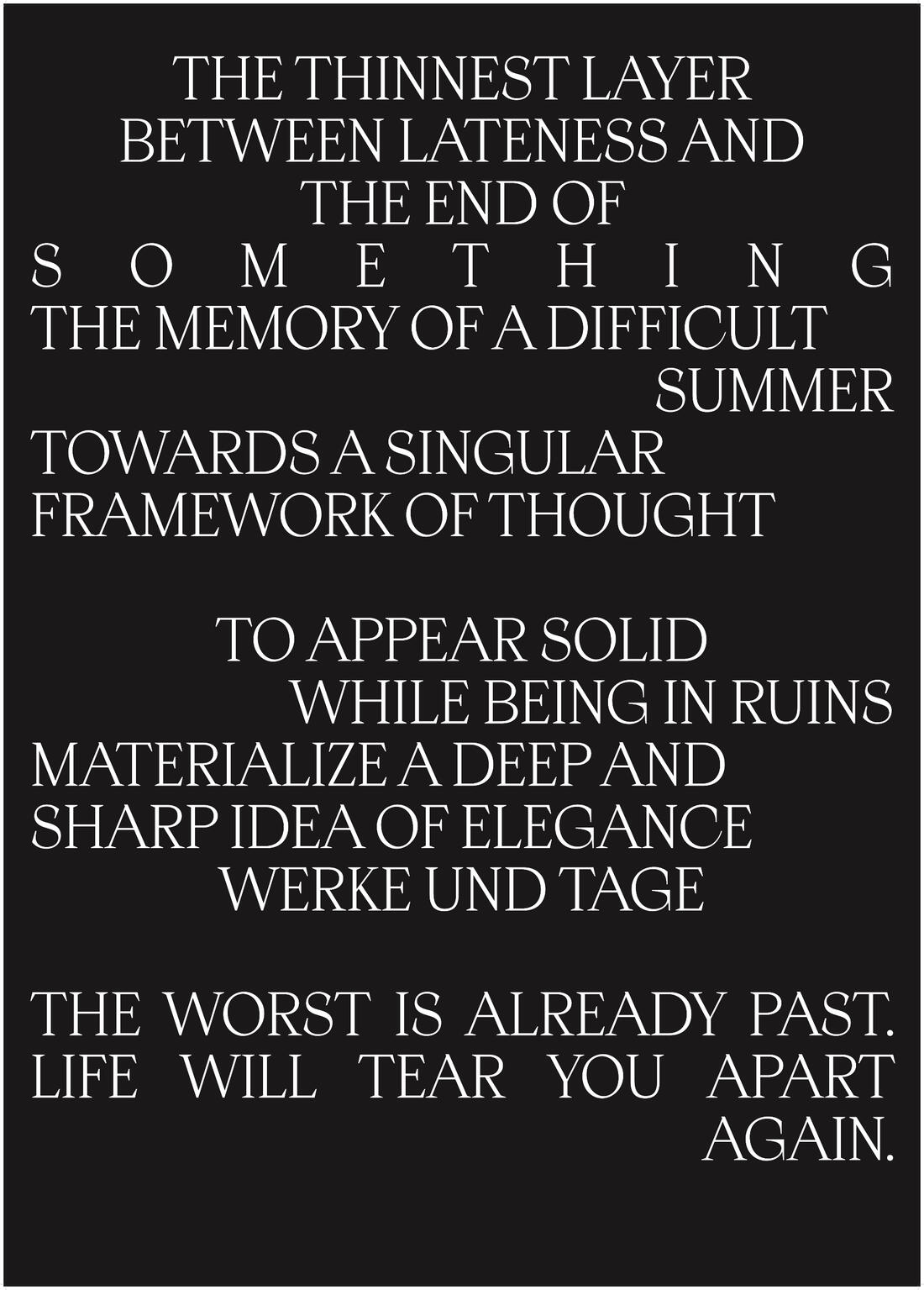 © Eliza Ballesteros AGGREGATION [Balmoral], 2025 Twelve posters Typographic design: Helen Stelthove